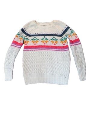 American Eagle Fair Isle Jegging Sweater Cream Rainbow Size S